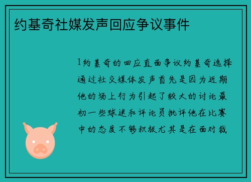 约基奇社媒发声回应争议事件