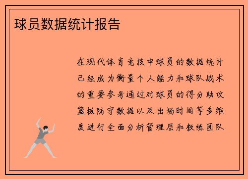 球员数据统计报告